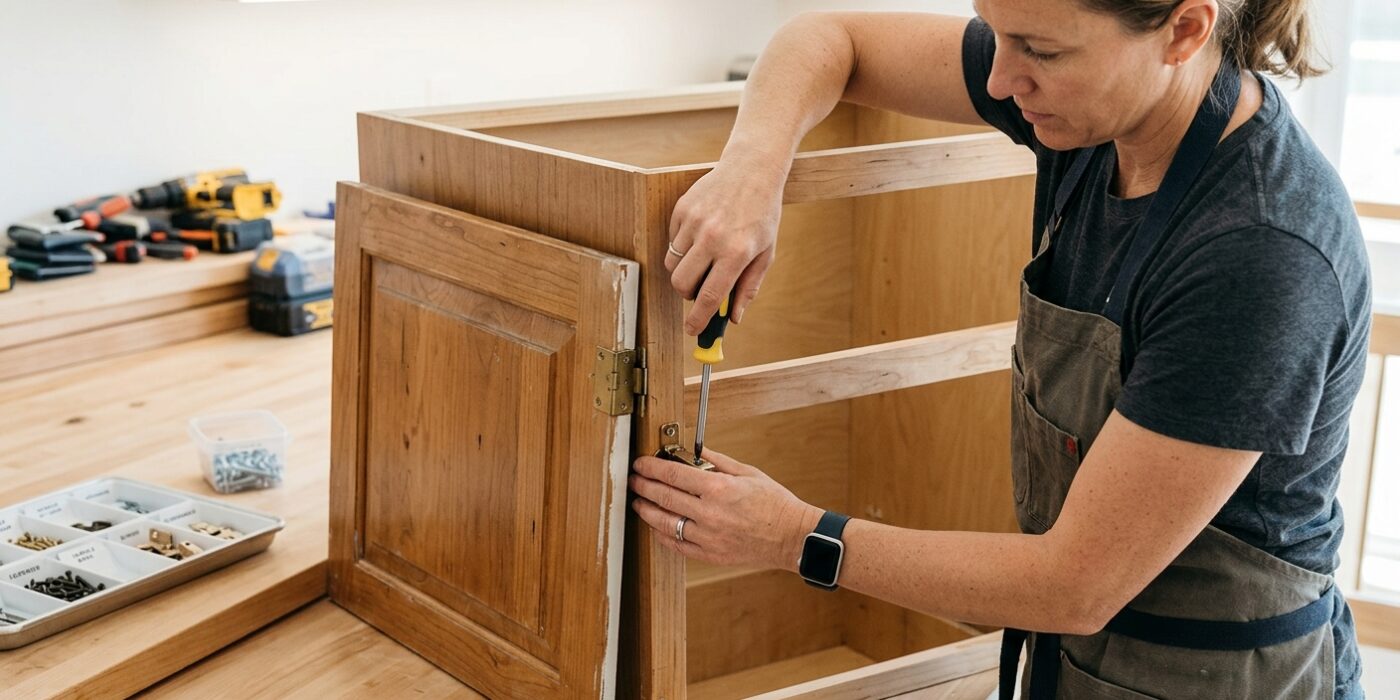 Step 1: Remove All Hardware and Cabinet Doors
