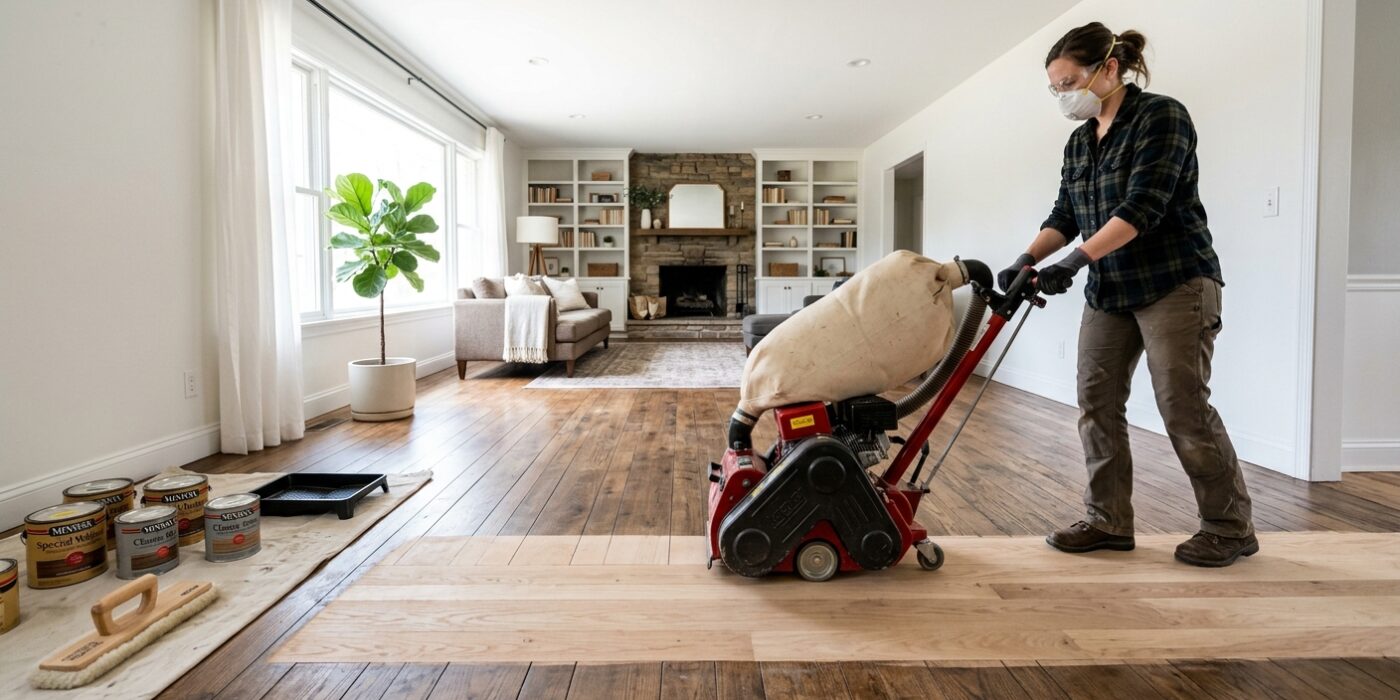 How to Refinish Hardwood Floors  –  Sand, Stain, Polyurethane