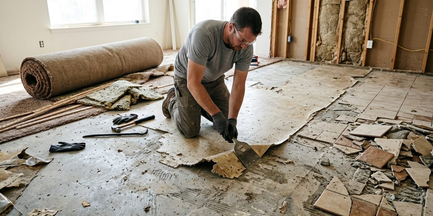 How to Remove Old Flooring  –  Tile, Carpet, Vinyl Sheet
