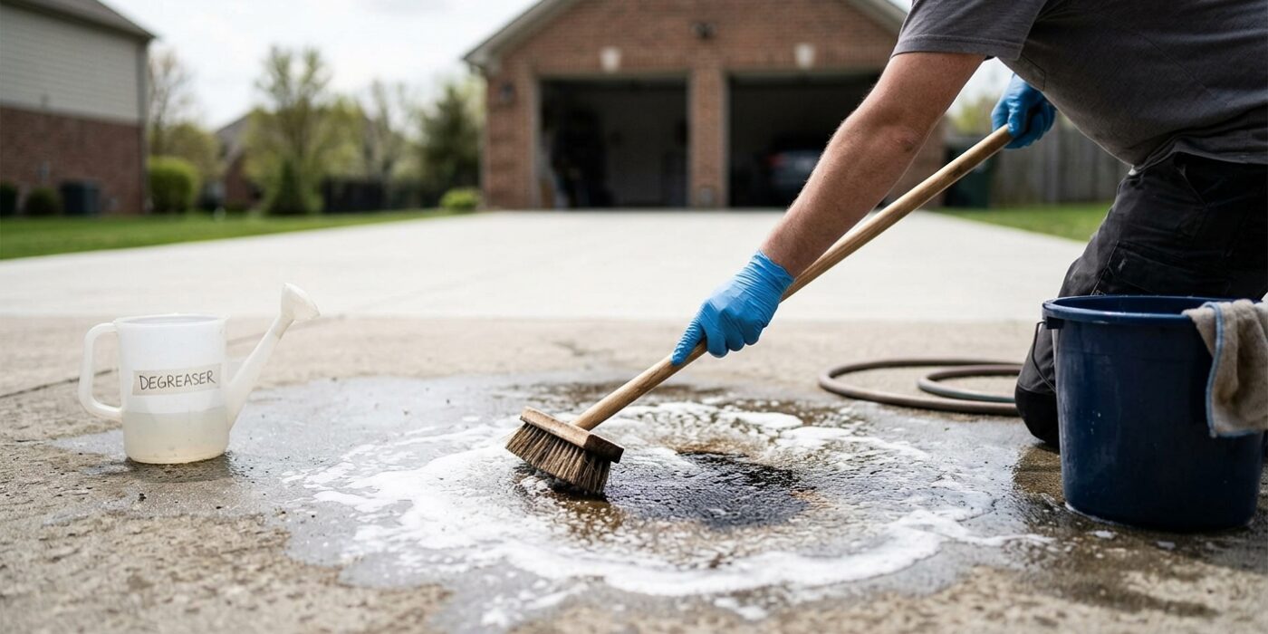 Step 2: Clean and Degrease Oil Stains