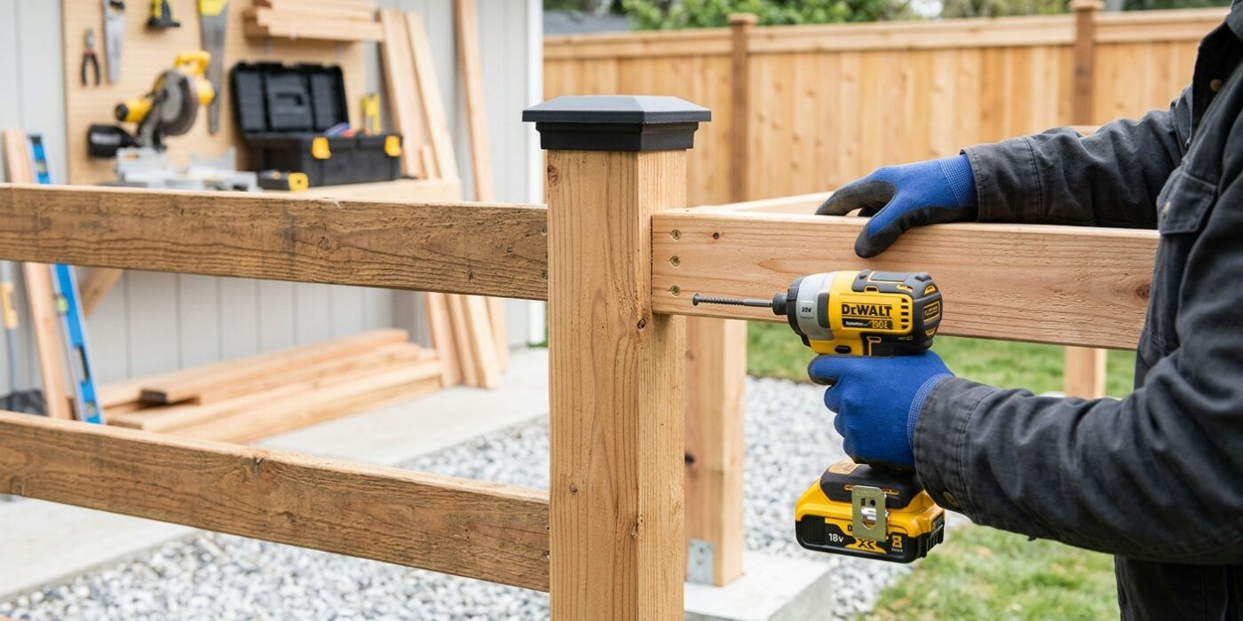 Step 6: Reattach the Fence Rails and Cap the Post