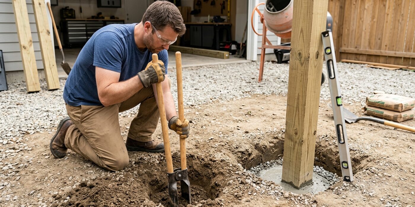 Step 2 — Dig Post Holes and Set Posts