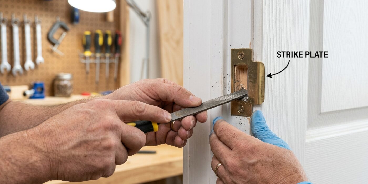Step 2: Small Offset  –  File the Strike Plate