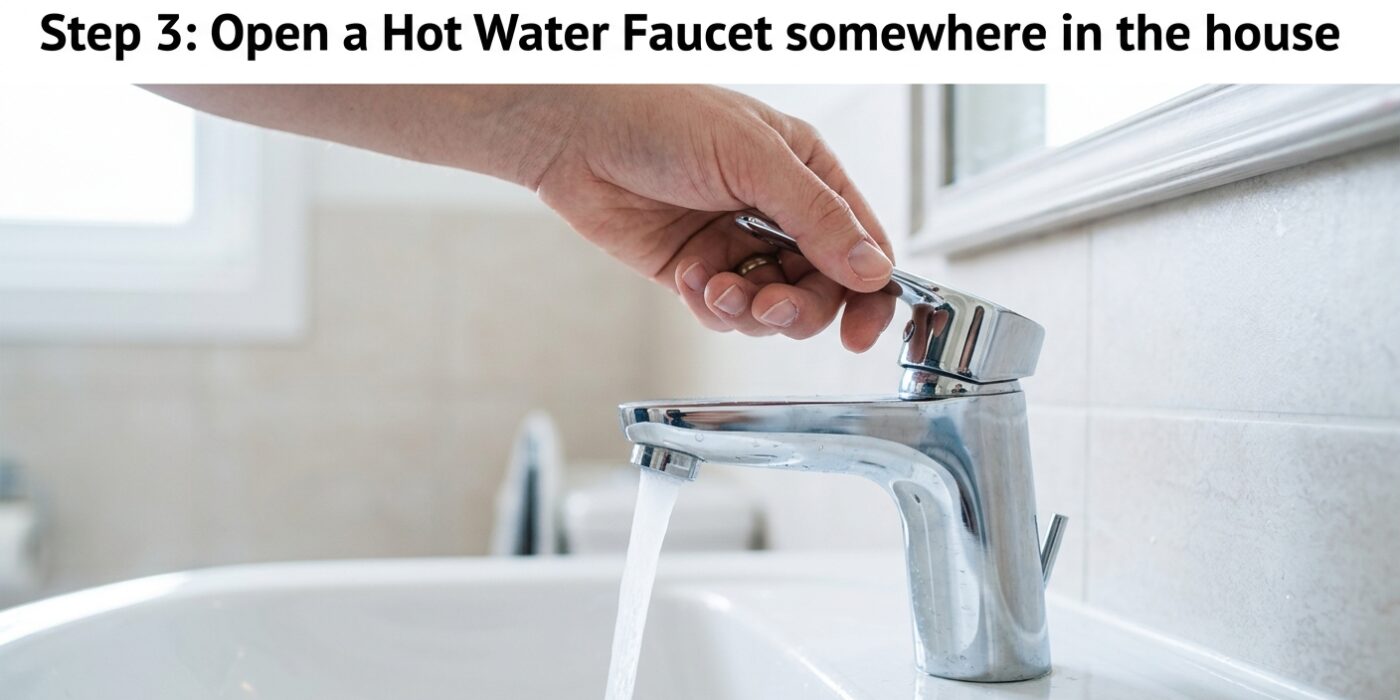 Step 3: Open a Hot Water Faucet Somewhere in the House