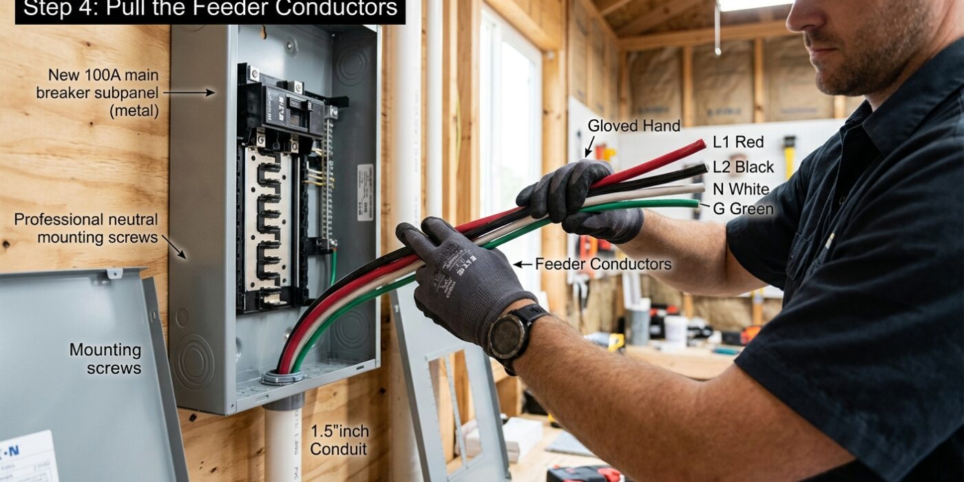 Step 4: Pull the Feeder Conductors