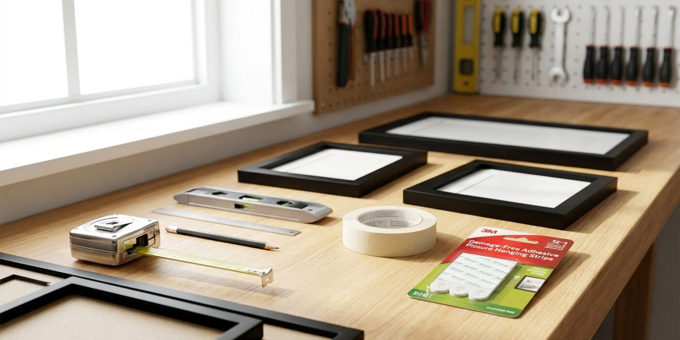 How to Hang Pictures in a Pattern Without Extra Holes in Your Wall