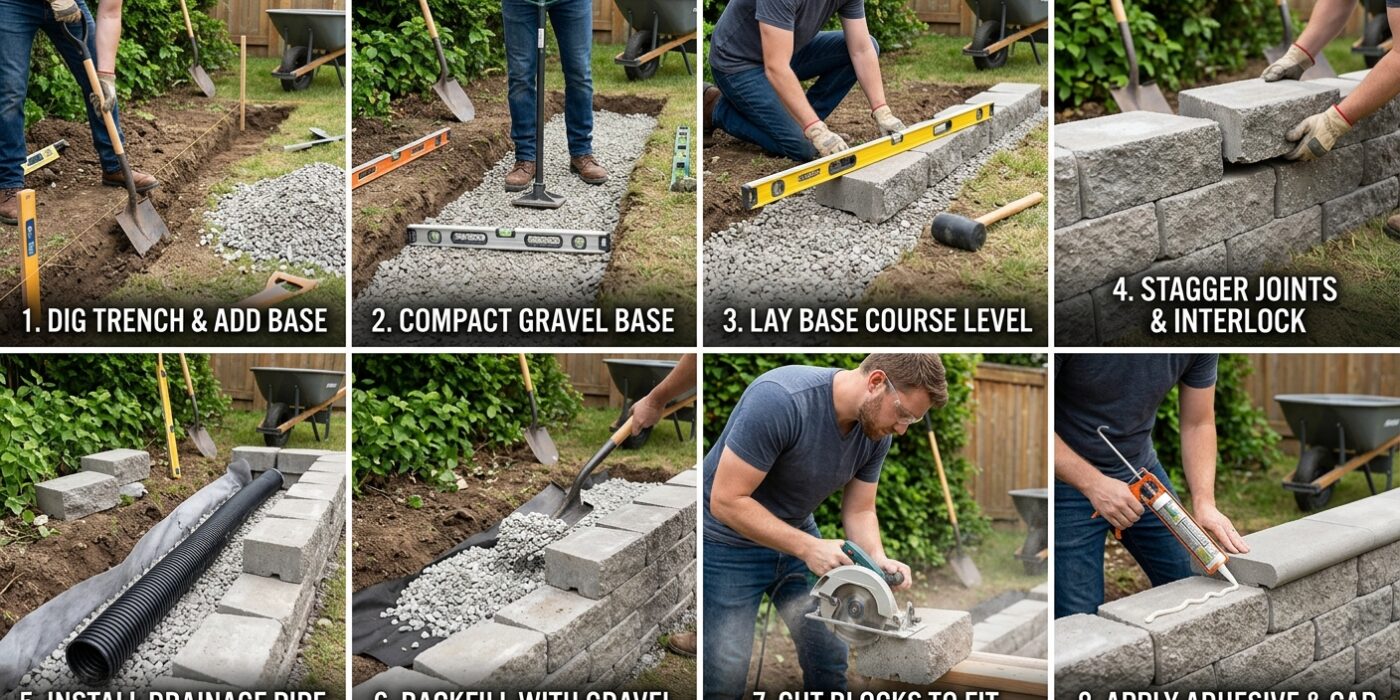 How to Build a Concrete Block Retaining Wall — Dry Stack System