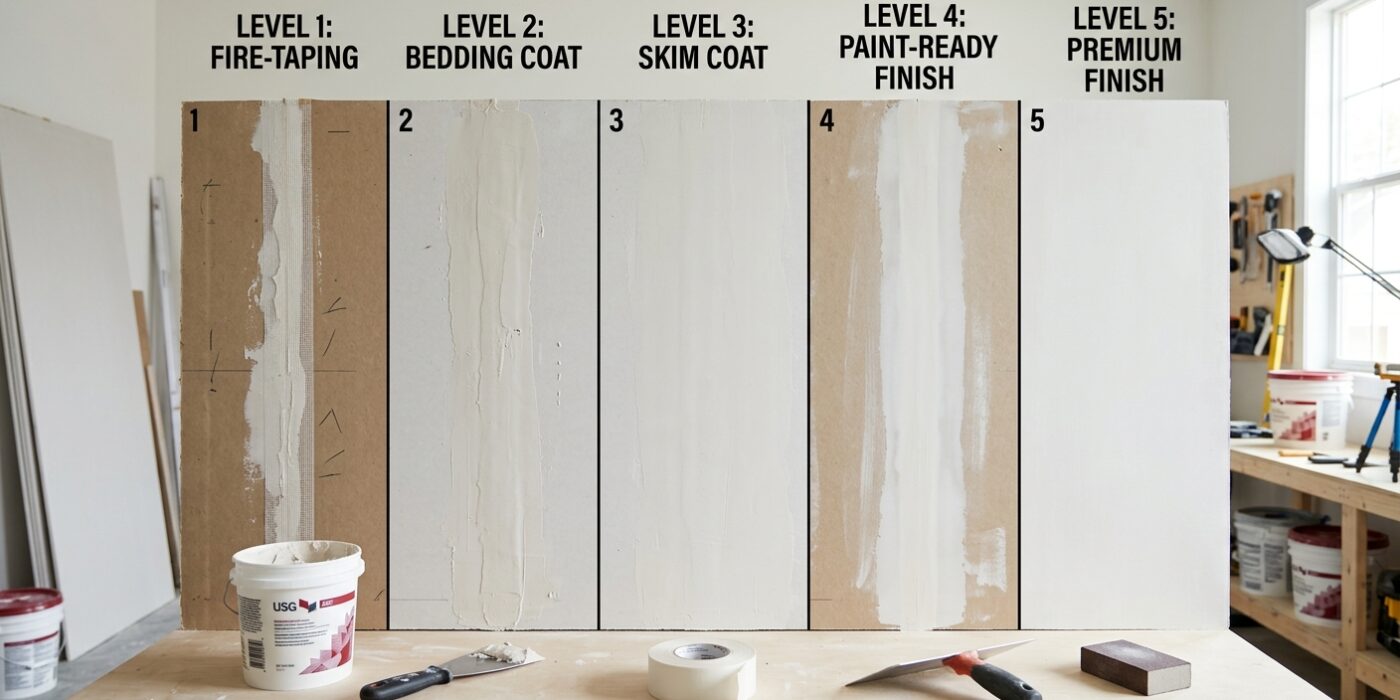 Drywall Finish Levels Explained — Level 1 Through Level 5