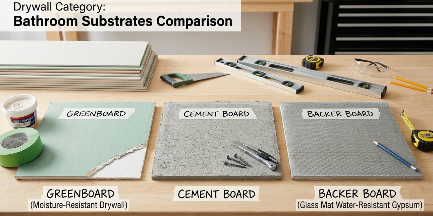 Bathroom Drywall — Greenboard vs Cement Board vs Backer Board