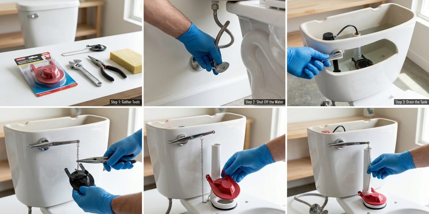 How to Replace a Toilet Flapper  –  Stop the Phantom Flush